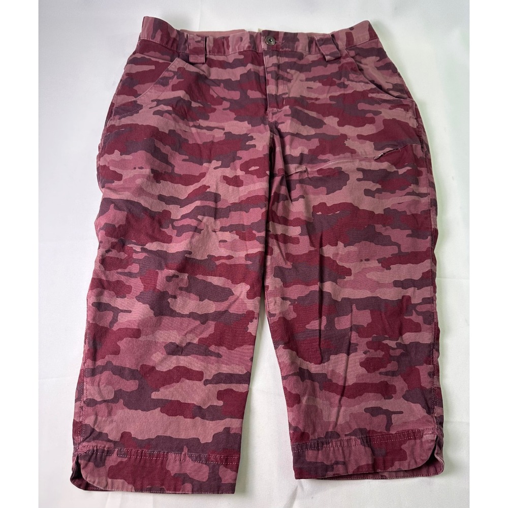 Duluth Trading Co Women Size 10 Camouflage Capri Cropped Pants Purple Red Hiking